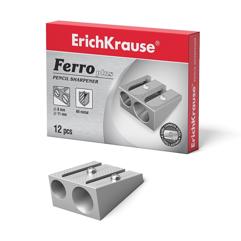 точилка Erich Krause Ferro Plus 2 отверстия металлическая 7075 точилка Erich Krause Ferro Plus 2 отверстия металлическая 7075