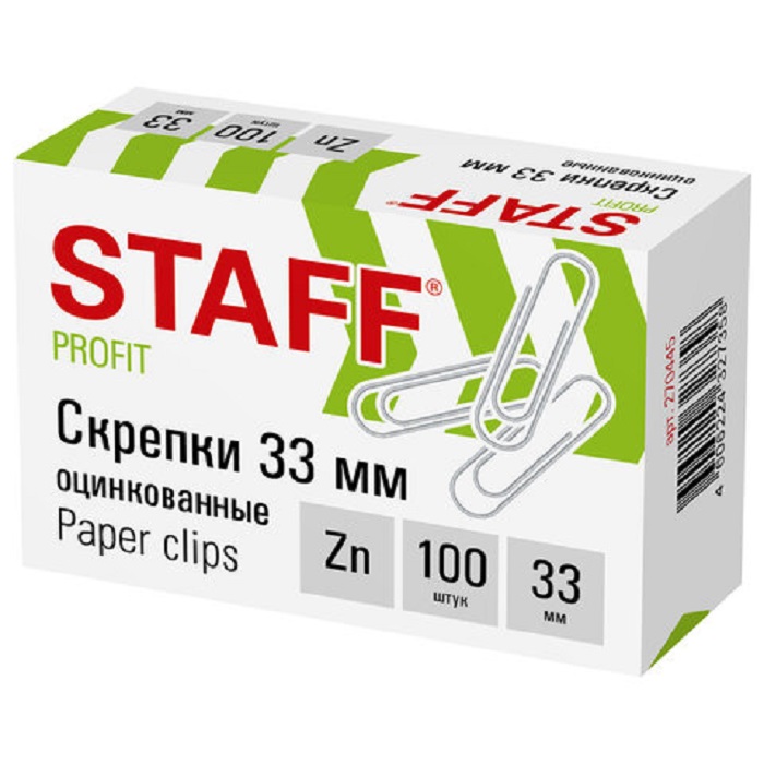 Cкрепки 33 мм Staff оцинкованные 100 шт 270445 Cкрепки 33 мм Staff оцинкованные 100 шт 270445