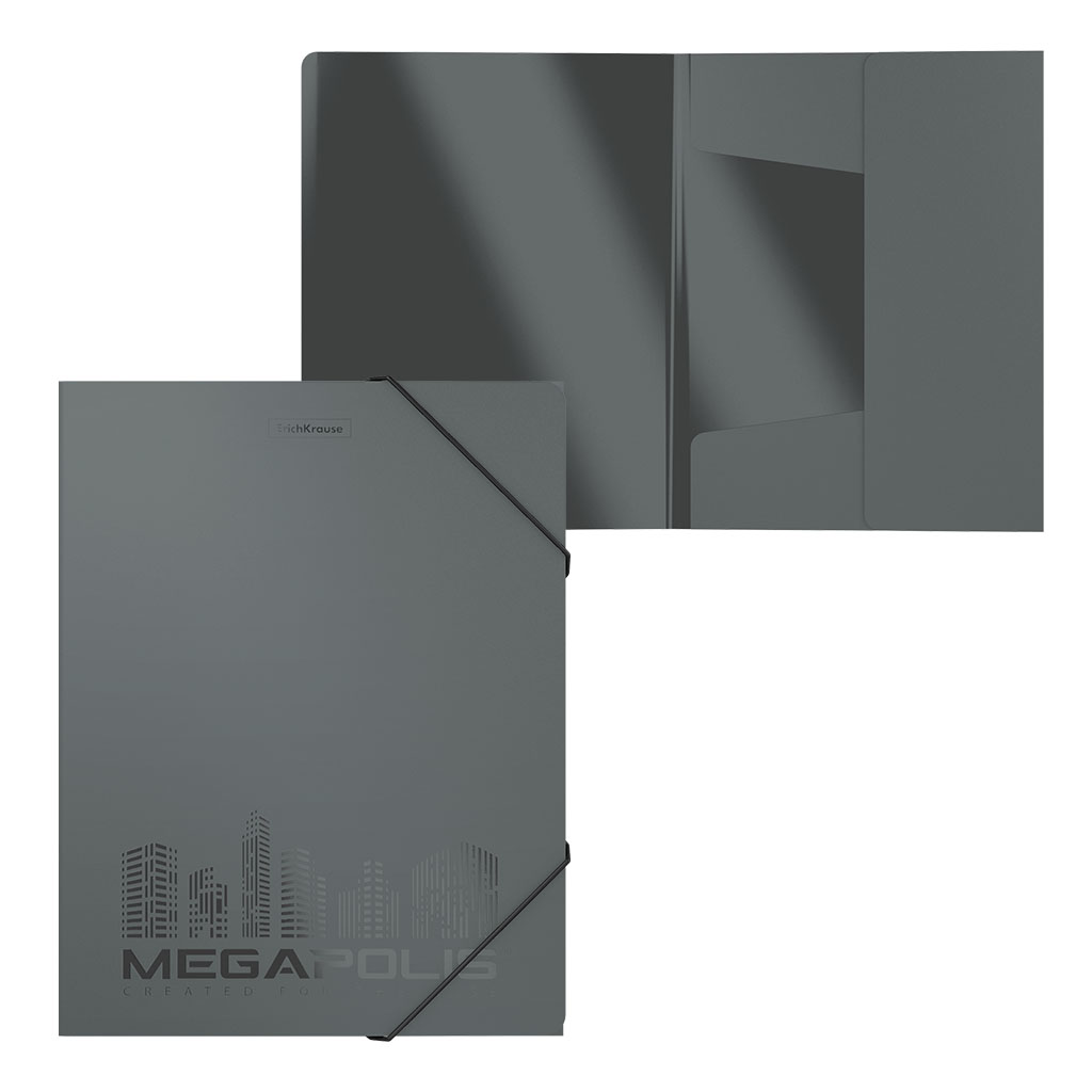 папка на резинках А4 ЕК Megapolis серый 50394 папка на резинках А4 ЕК Megapolis серый 50394