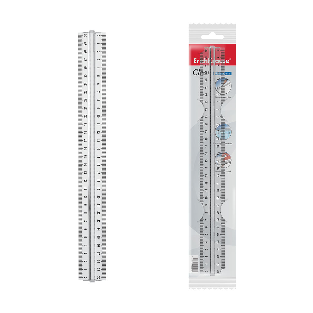 линейка пластиковая EK Clear 30 см с держателем 49534 линейка пластиковая EK Clear 30 см с держателем 49534