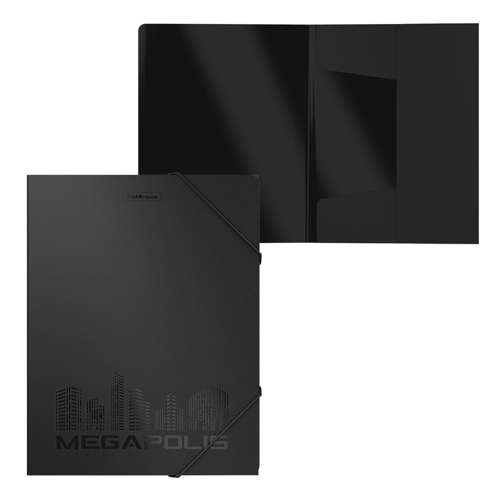папка на резинках А4 ЕК Megapolis черный 50392 папка на резинках А4 ЕК Megapolis черный 50392